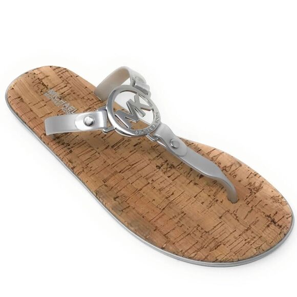 BRAND NEW MICHAEL KORS MK CHARM JELLY FLIP FLOP CORK BOTTOM SANDAL - Picture 4 of 16